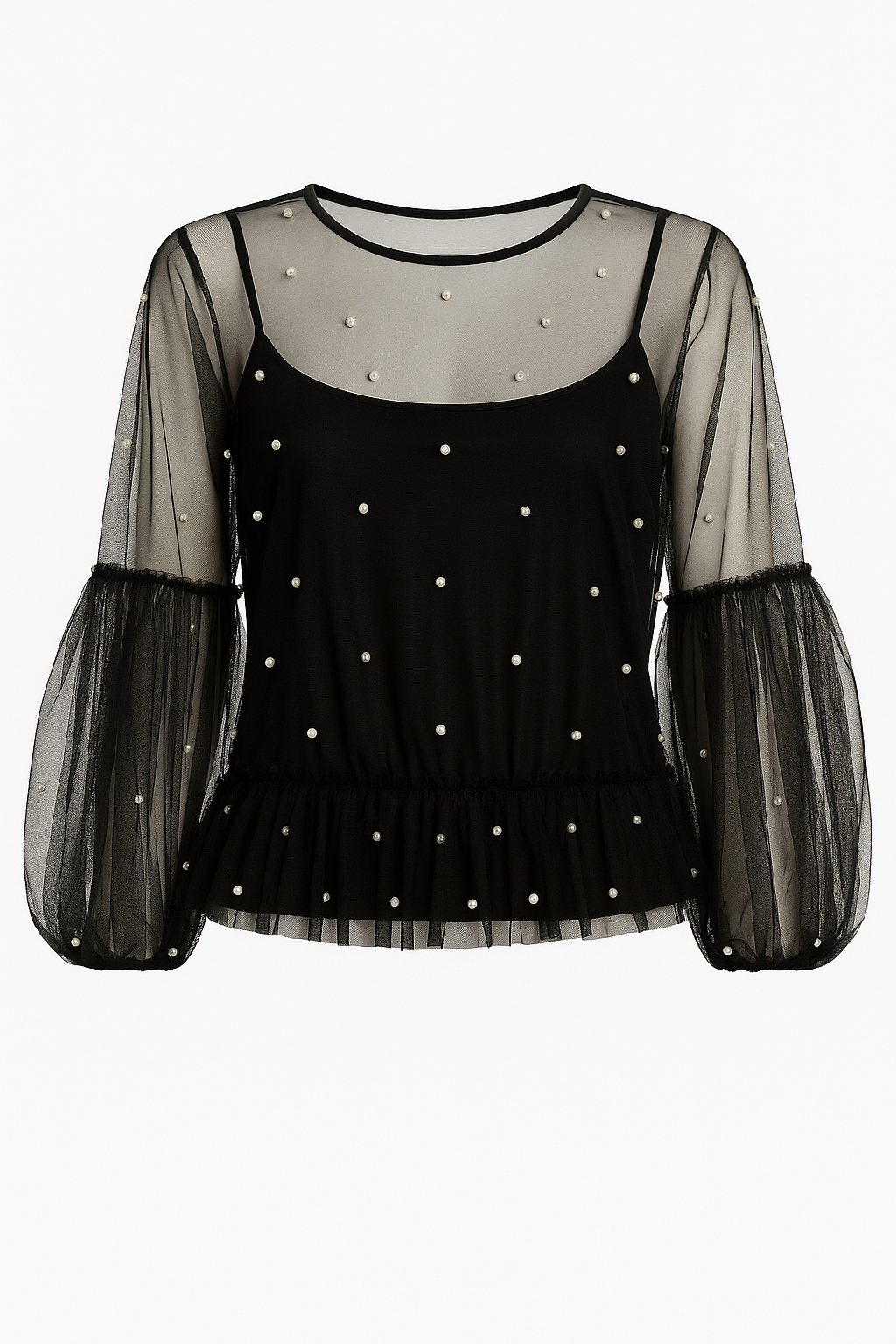Celeste Pearl Mesh Top