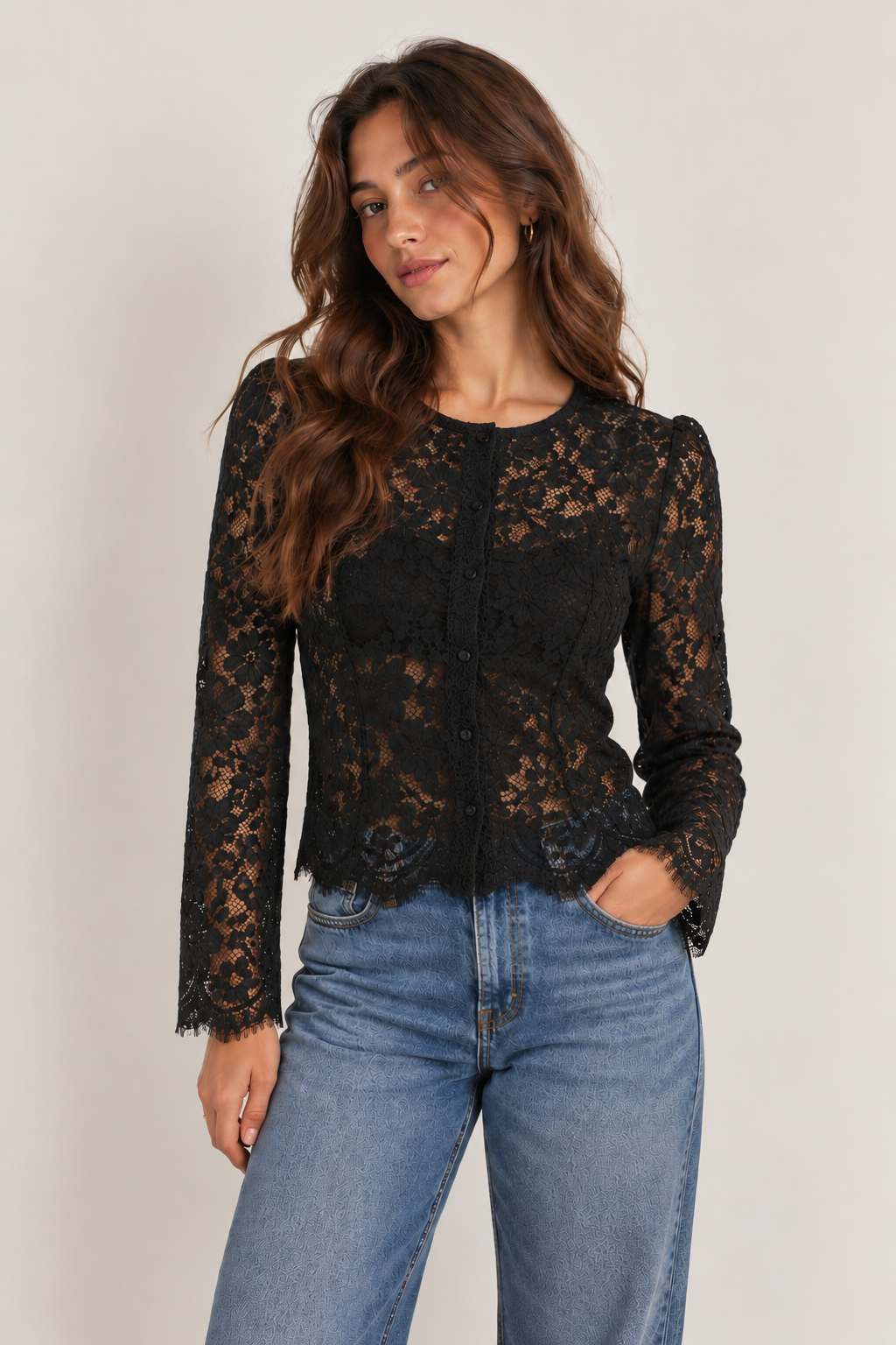Shay Button Up Lace Blouse